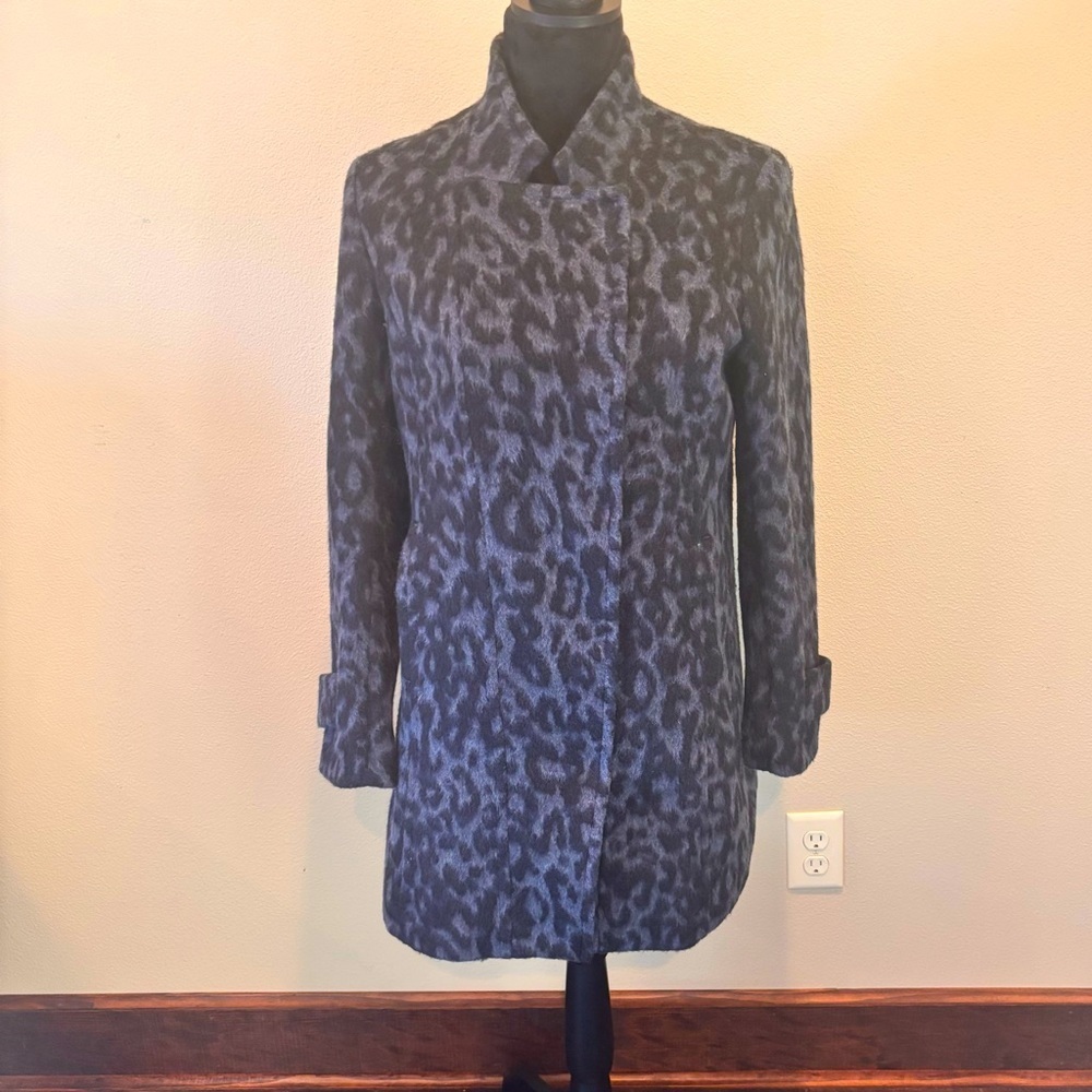 Banana Republic Leopard Top Coat, Small, Wool Blend, Chic Winter Modern Classy